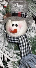 CHRISTMAS JOY SNOWMAN HEAD ORNAMENT
