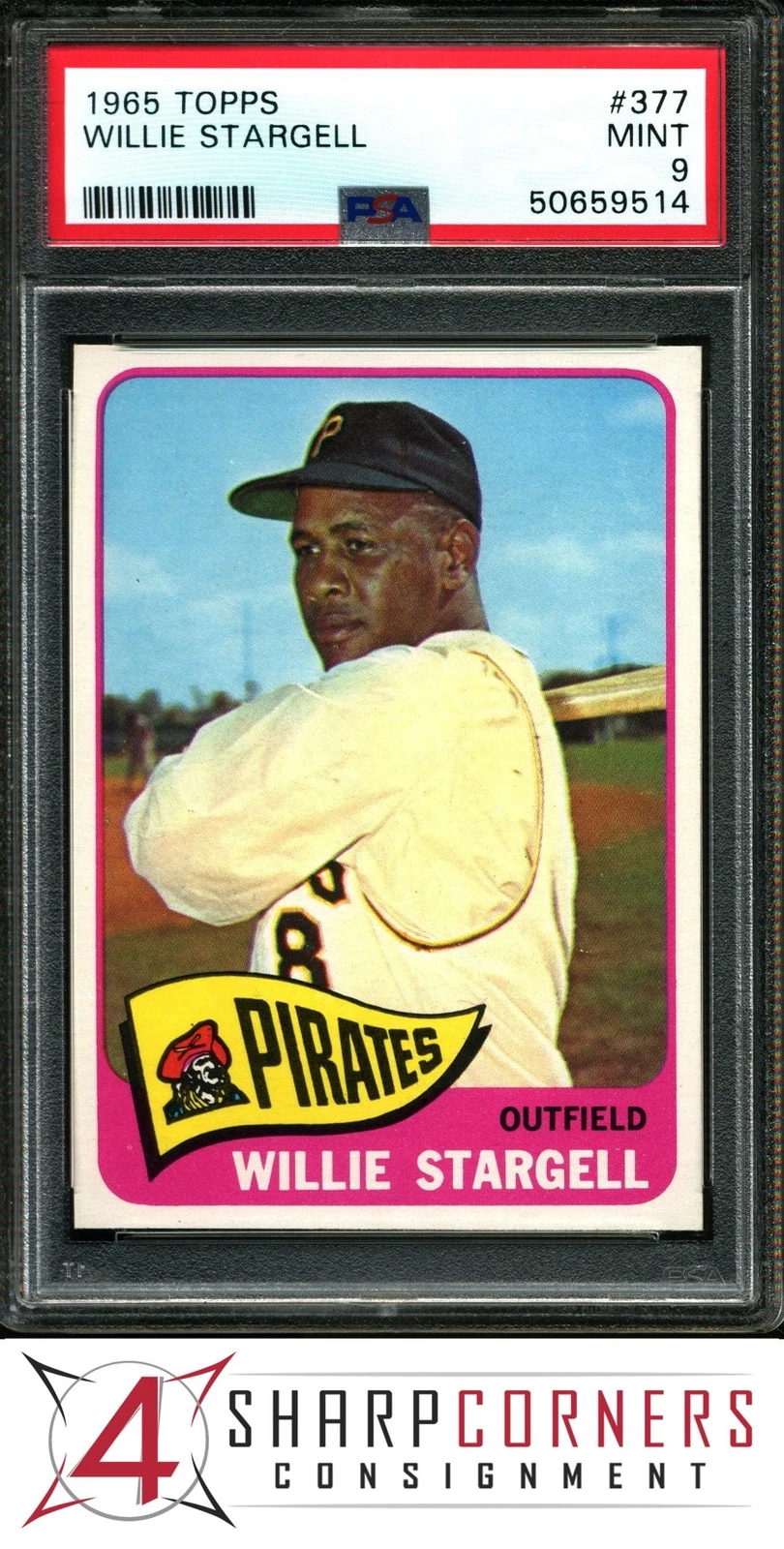 1965 TOPPS #377 WILLIE STARGELL PIRATES HOF PSA 9