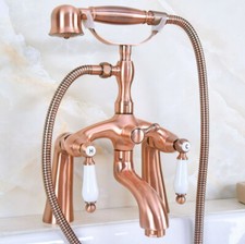 Antique Red Copper Handheld Shower Faucet Set Bathroom Mixer Taps Kit Dna165