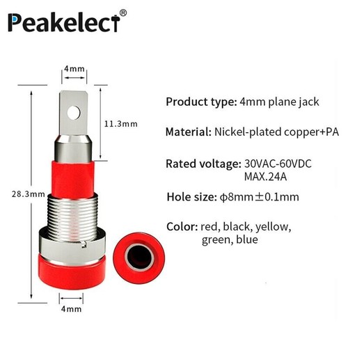 10PCS 28mm Terminal Block Binding Post 4mm Female Socket Connector 24A - Picture 4 of 6