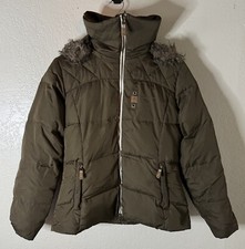 Mountain Horse Regal Down Hoodie Puffer Jacket Antique Olive 80% Duck Down Small