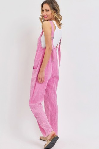 Women's 1 PC Casual Cotton Sleevless Mineral Washed Summer Short Romper Jumpsuit - 第 16/16 張圖片