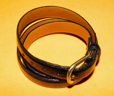 MEN'S PAUL FREDERICK BLACK GENUINE EMBOSSED LEATHER SLIM BELT SIZE 40/100cm..