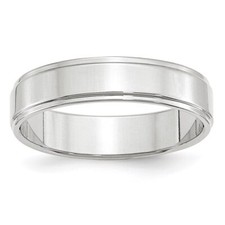 10k White Gold 5mm Flat with Step Edge Wedding Band Ring For Mens Size 11