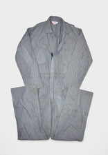 Vintage Walls Coveralls Mens 42 Workwear Jumpsuit Herringbone Striped Master