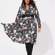 Torrid Midi Studio Crepe De Chine Long Sleeve Button Front Shirtdress size 1X