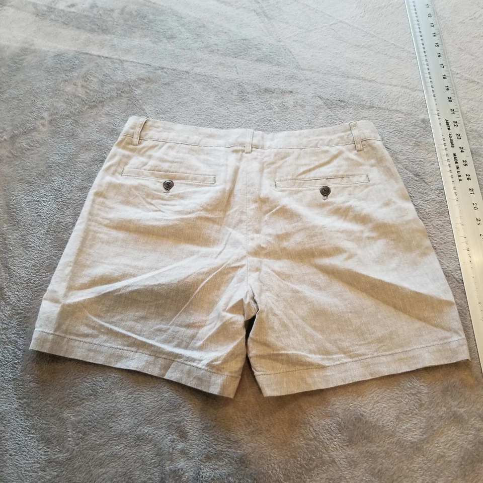 Club Monaco Womens Chino Walking Shorts Flat Front Size 30 Gray Linen Blend - Image 2 of 4