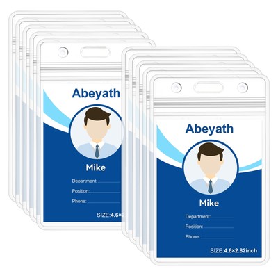 10 Pack Extra Thick ID Card Name Badge Holder Heavy Duty Waterproof Clear Pla...