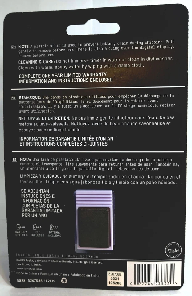 Cooking Timer Alarm Taylor Event Timer  Dual Clock Model 5828  - Image 2 of 4