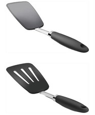 2 pack Hygienic Solid Heat-Resistant Flexible Silicone Spatula, Black Turner