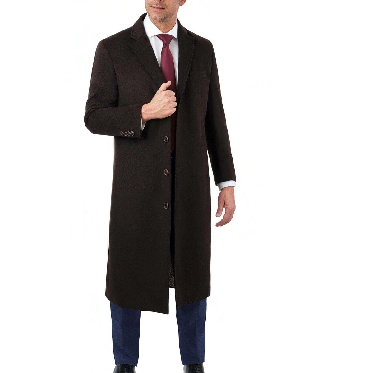 Mens full length wool cheap coat