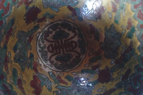 Ancien bol à thé cerclé d'Argent porcelaine décoré et émaillé de Chine - Picture 2 of 6