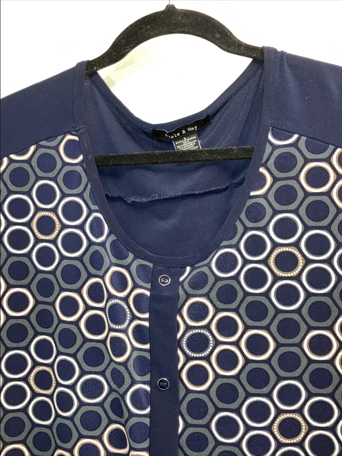 Adele & May Black White Geometric Pattern Blouse … - image 6