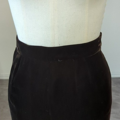 Emanuel Ungaro Paris Velvet Pencil Knee Length Skirt Brown 8 designer luxury - Picture 4 of 7
