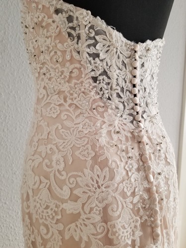 Brautkleid Hochzeitskleid Knopfleiste Boho Vintage Spitze, Fit + Flare Gr 10 - Bild 13 von 24