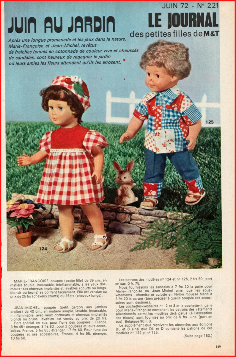 Page De Magazine Modes Et Travaux - Modèle De Poupée Michel N°218 - Mars 1972 - Occasion