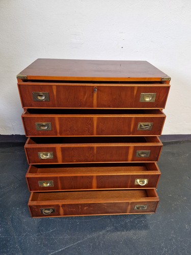 Sekretär mit Kommode im Campagne Stil-Englische Military Chest-Maritime Vintage - Bild 9 von 15