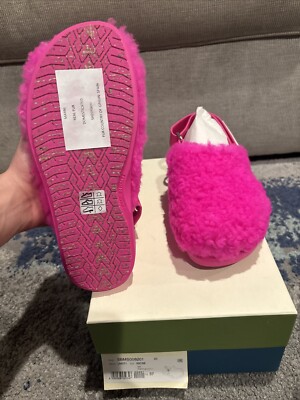 Marni Women's Pink Fussbett Sabot Shearling Loafers - Size