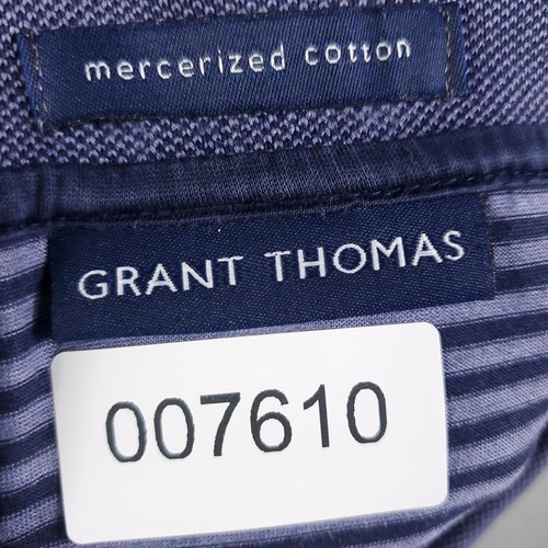 Grant Thomas Golf Striped Mercerized Cotton Casual Mens Polo Shirt Size Medium - Picture 6 of 7