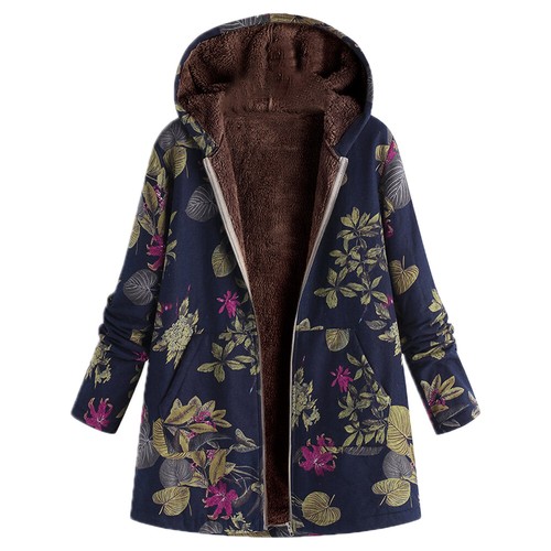Cappotto donna invernale con cappuccio fiori di prugna donna caldo outwear giacca lunga taglie forti - Foto 63 di 83