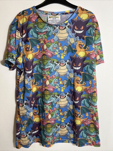 Pokemon pikachu characters all over print anime official xl shirt