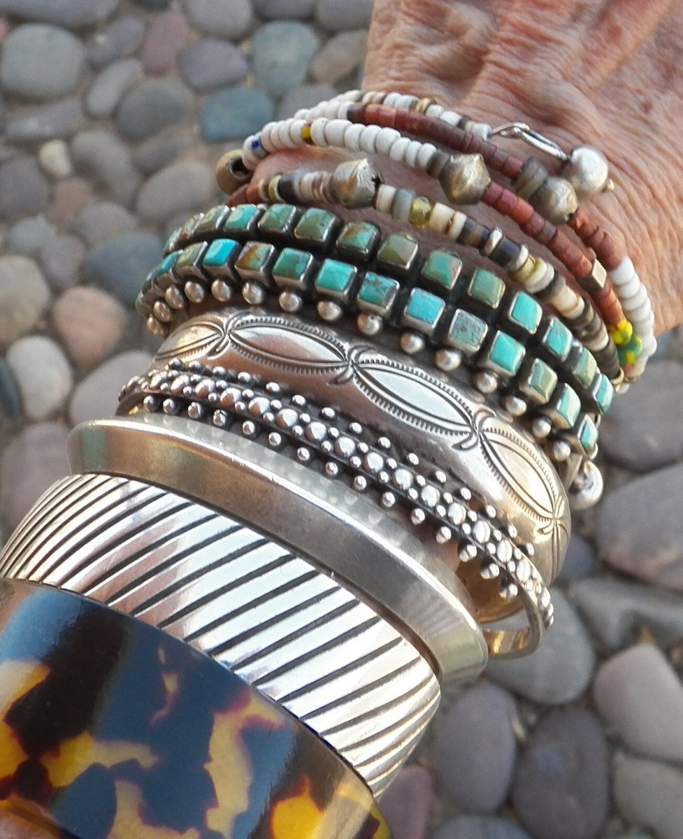 アクセサリー Navajo Don Platero Vintage Bangle Vintage Stamped Navajo Sterling Silver Signed Don Platero