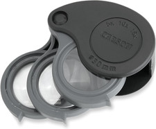 Carson Triview 5X/10X/15X Folding Loupe Magnifier with Built-In Case, 3-In-1 Por