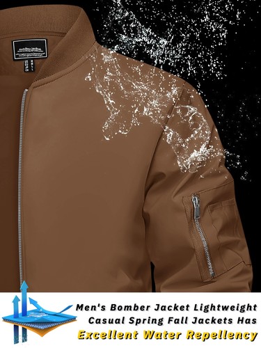 Men's Lightweight Sportswear Full-Zip Windbreaker Spring Fall Thin Bomber Jacket - Picture 69 of 109