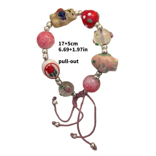 Lovely Bear Ceramic Bead Bracelet Handmade Chain Jewelry for Teen Girls Gifts - Picture 8 of 8