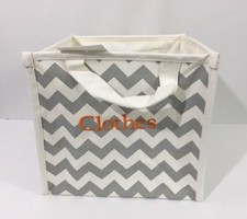 Pottery Barn Kids Gray Harper Chevron Pop Up Tote Canvas Storage Mono Clothes