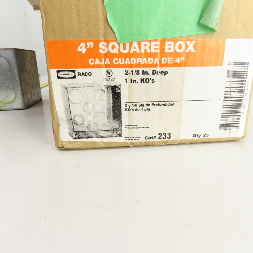 Raco 4" Square Galvanized Metal Electrical Box 2-1/8" Deep Lot Of 42 - Image 2 of 4