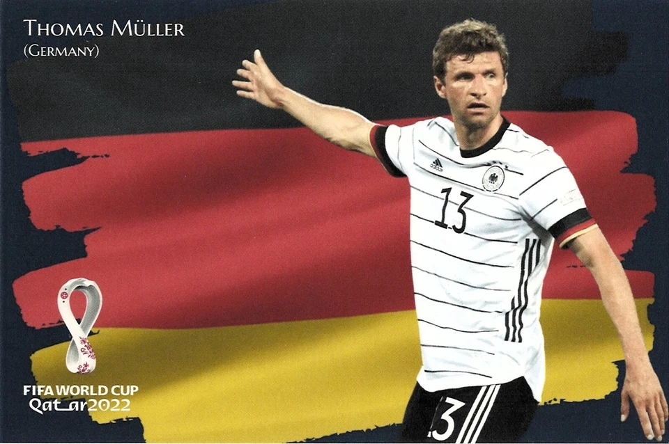 RARA Postal Copa Mundial de la FIFA 2022 QATAR Fútbol Fútbol ALEMANIA Thomas Muller Foto 2 de 3