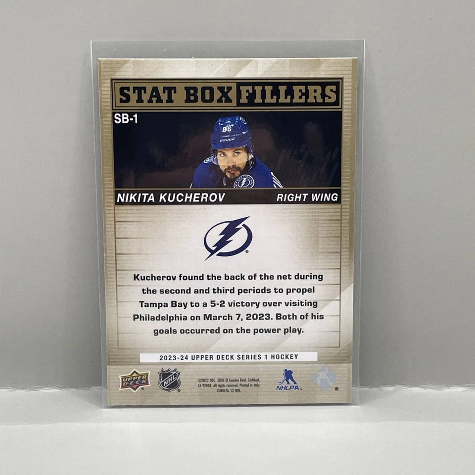 2023-24 Upper Deck Series 1 Hockey NIKITA KUCHEROV STAT BOX FILLERS GOLD - Image 2 of 2