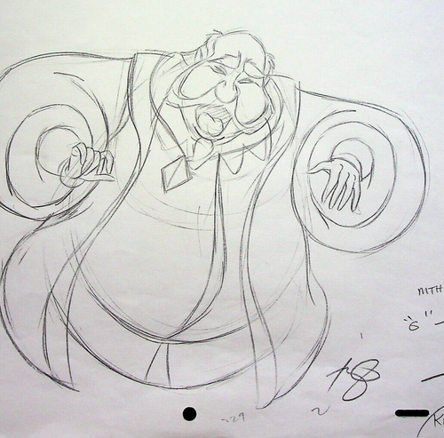 Lápiz dibujado a mano de producción de princesas encantadas firmado por el rey Hubert de Disney - Imagen 2 de 2