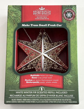 Scentsicles Scented Ornament Silver Metal Star- White Winter Fir - with Refill