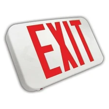 Set of 5 Slimline LED Exit Sign Red Lettering Battery Backup White Housing