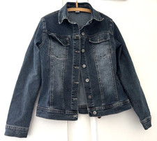 Prana/breathe. Blue Stretchy Denim Jacket/detail At Back. Size L