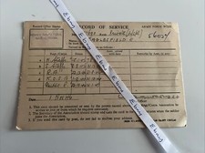 WW2 N Staffs S Staffs RA KOSB & Middlesex Regiments Record of Service Card
