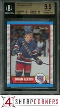 1989 O-PEE-CHEE #136 BRIAN LEETCH RC RANGERS HOF BGS 9.5