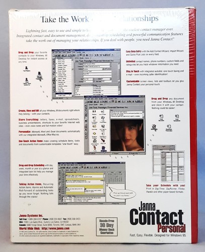 PC CD-ROM Janna Contact Personal Windows 95 - Neuf scellé en usine - Photo 2/5