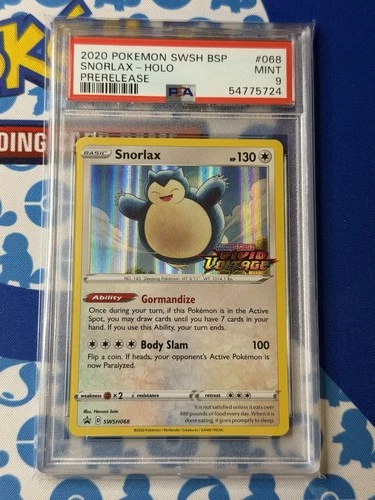 🔥 Pokemon PSA 9 Vivid Voltage Snorlax Prerelease Holo #068 Black Star Promo