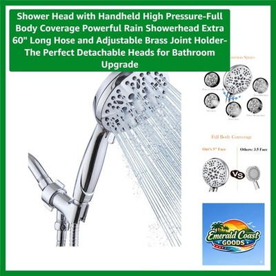 Transform Your Bathroom - High Flow 5-Function Shower Head with 60'' Hose