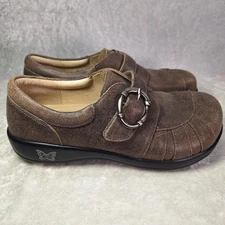 Alegria By PG Lite Womens Brown Leather Khloe Buckle Hook & Loop Size 39/9 Shoes