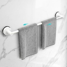 White Adjustable Suction Cup Towel Bar 14.6-24" for Bathroom - 1pc