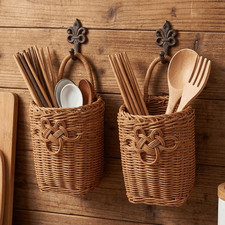 Wall Hanging Imitation Rattan Flower Basket Pot Planter Home Storage Baskets