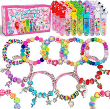 Kids Bracelet Making Kit with Charm Wands, Friendship Jewelry Craft for Girls