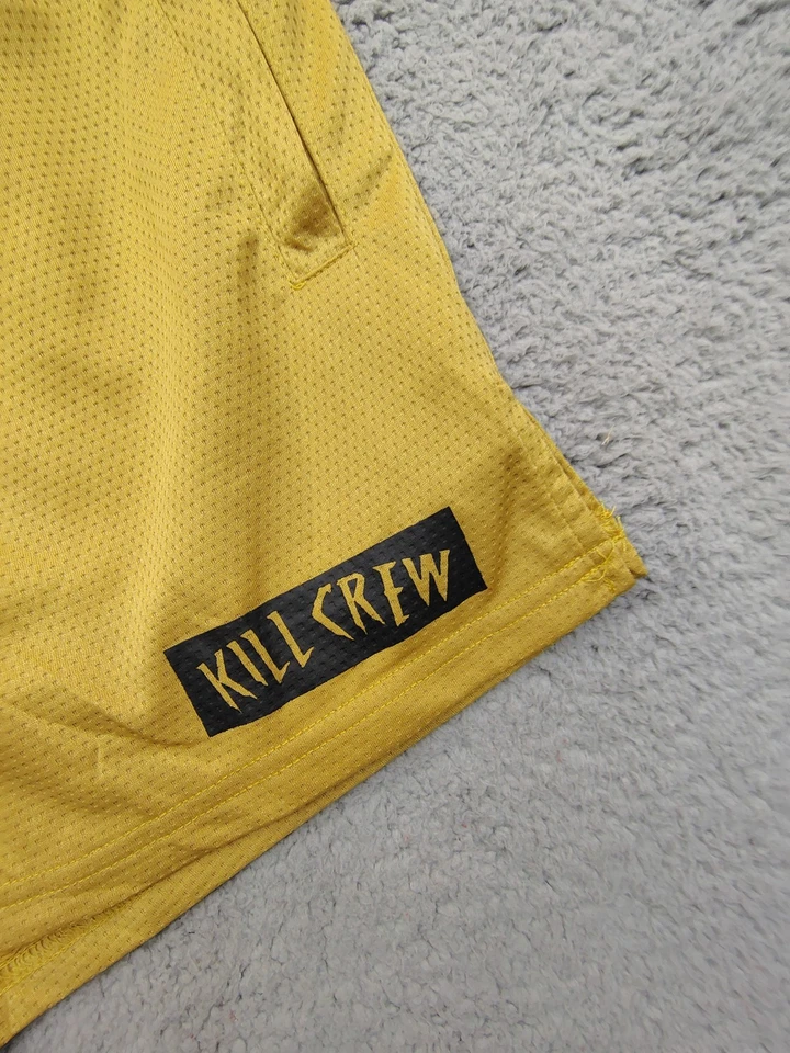 Pantalones Cortos Kill Crew Para Hombre Muay Thai Llama Grandes Dorado Amarillo Negro Medio Muslo Foto 2 de 4