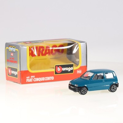Burago 4193 Fiat Cinquecento 1/43 Türkisblau Mit Box Metall Modellauto