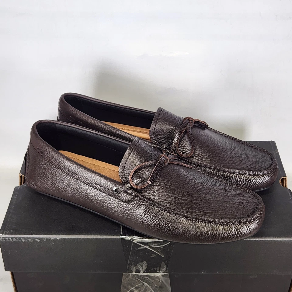 Драйвер мокасины BOSS Noel размер 11 — темно-коричневая кожа — кружевной галстук-бабочка — мужской - Изображение 2 из 4