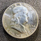 1959 Franklin Half Dollar 50C - Philadelphia Mint - 90% Silver - BU Light Toning